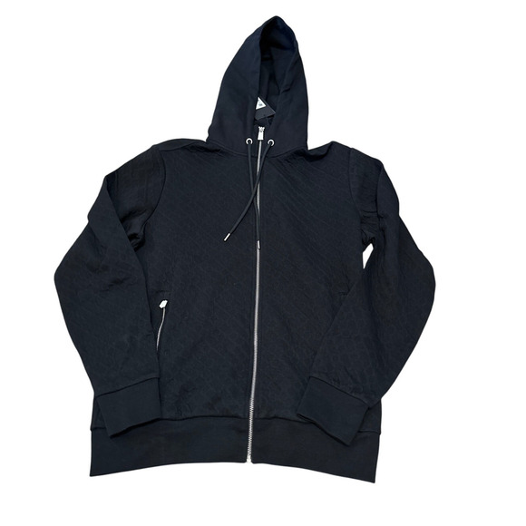 Hugo Boss Cotton zip-up hoodie with monogram jacquard Black Size Large New - Picture 2 of 6